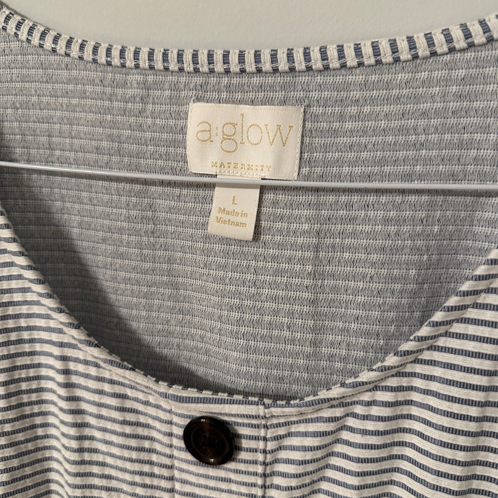 a:glow Maternity White and Blue Striped Dress, size L - Picture 2 of 5
